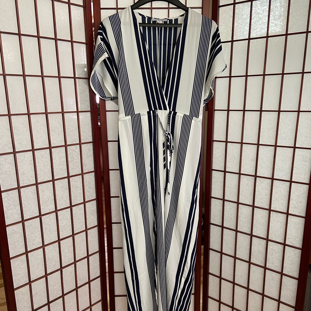 Navy striped maxi dress